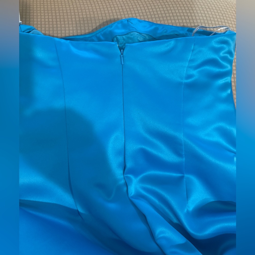 Strapless turquoise long gown - Picture 3 of 5